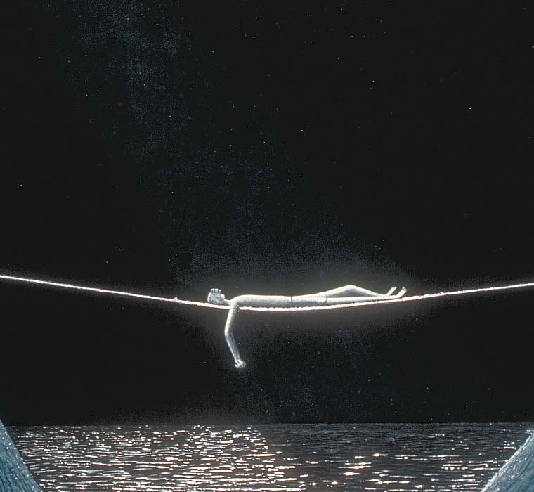 Detail of figure in hammock