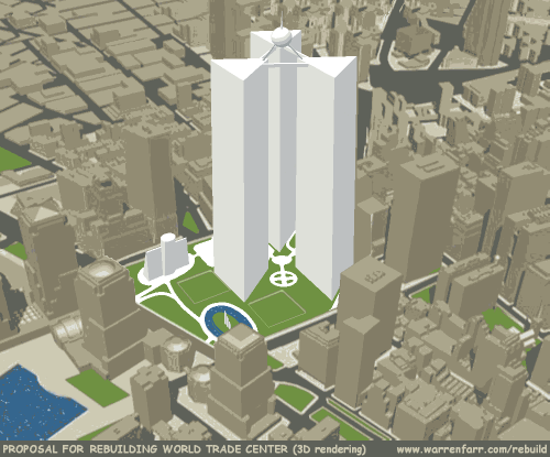 PROPOSAL FOR REBUILDING WORLD TRADE CENTER (3D rendering)