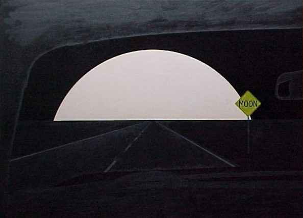 6/5/01-- Car Series, Moon (moon, highway, hood)
