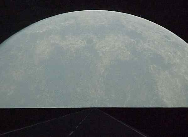 6/21/01-- Car Series, Moon (sky, ground, road)