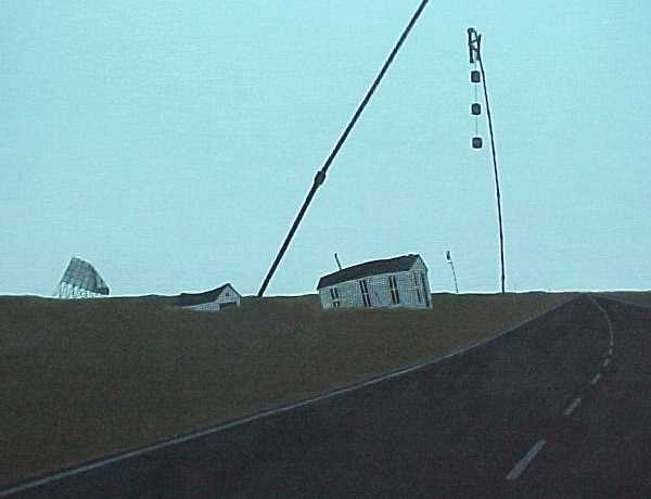 11/14/01-- Car Series, Tanks Up (highway stripes, detail)