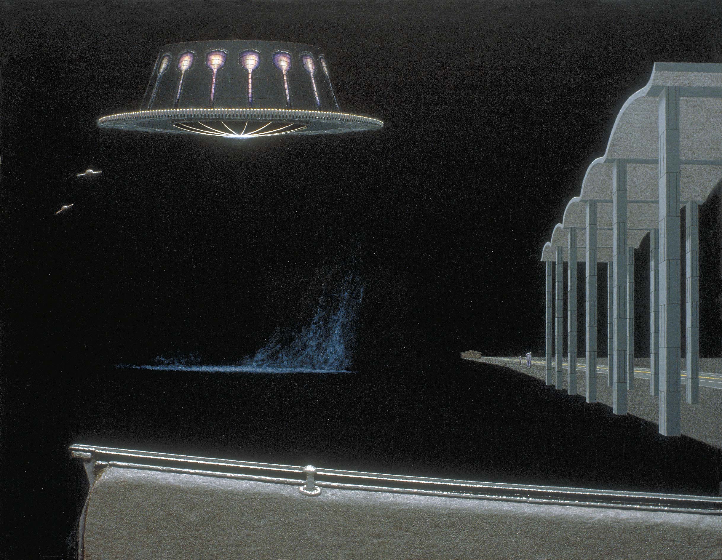 Along one of Paducah's major arteries a huge mothership is landing, escorted by a couple remote vehicles