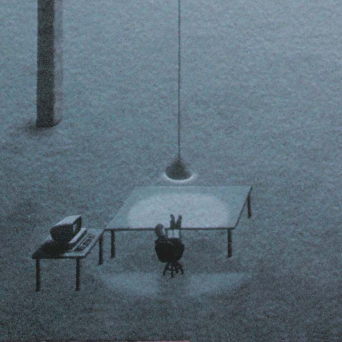 Detail of man at workstation
