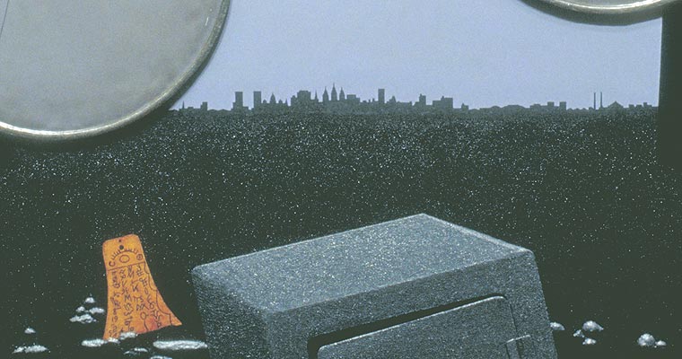 Detail of skyline, plate, and safe