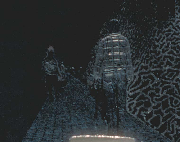 Detail of barrow pushers ahead of viewer