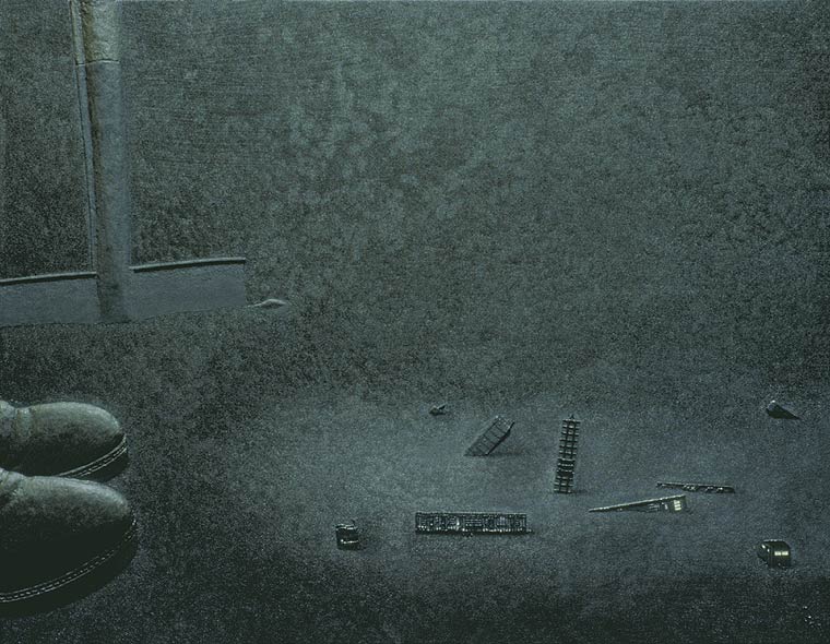 A search for earthworms by vibration of a implanted spade, but only mobile homes rise to the surface and then try to float on it