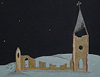 detail of graveyard and ruined church